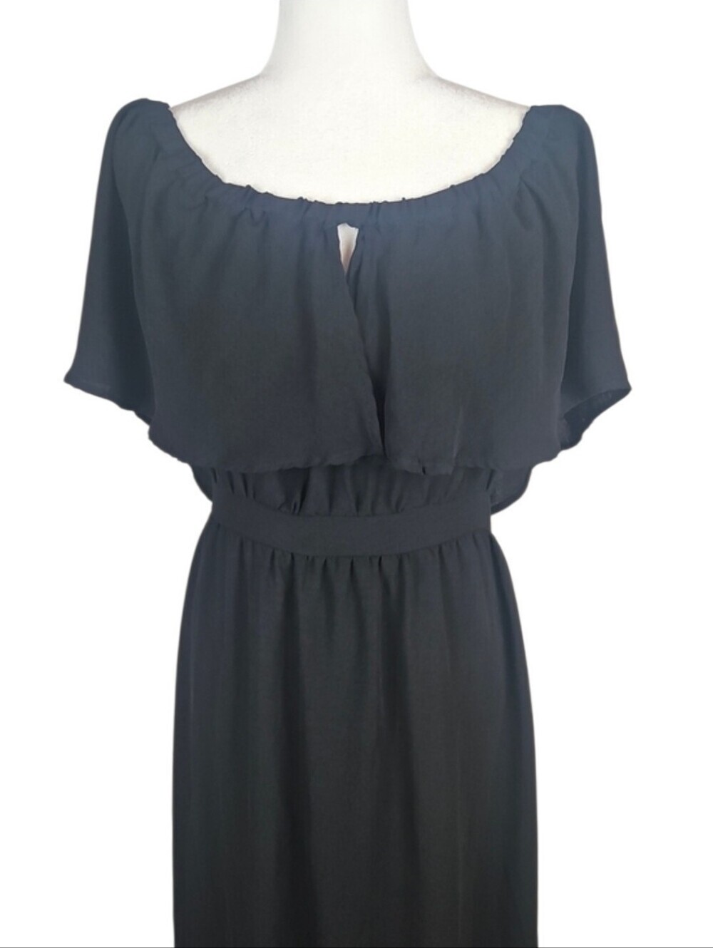dRA Los Angeles Off-the-Shoulder Ruffle Dress Black Romantic Whimsigoth Goth M - Picture 2 of 8